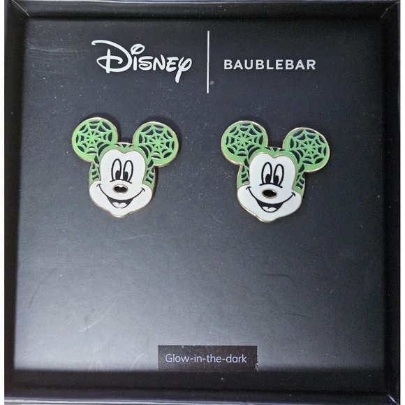Disney Jewelry - Baublebar Earrings Disney Halloween Glow in the Dark Spiderweb Mickey Mouse